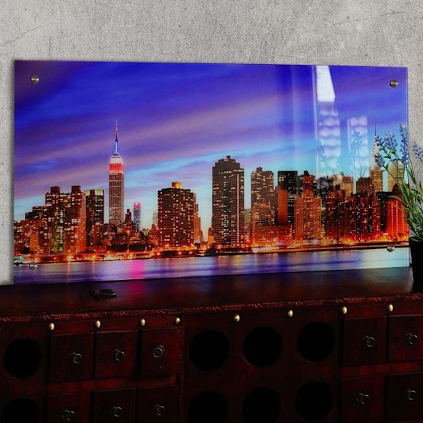 Lasipaneeli New York -kuvio sisustukseen ripustettavaksi