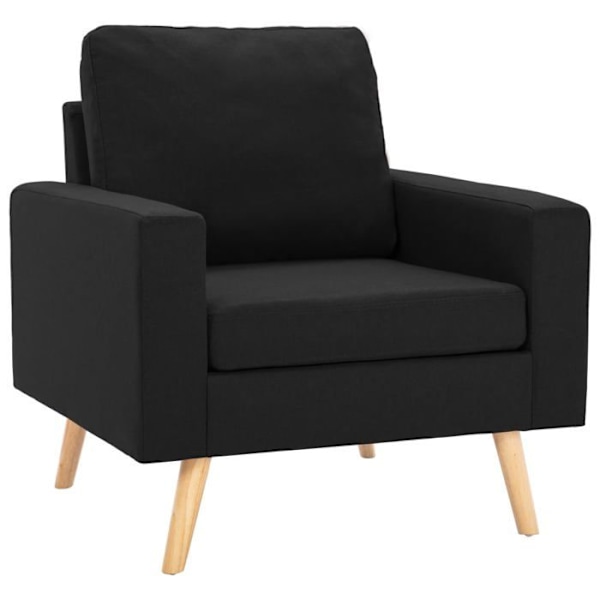 Design och modern loungefåtölj med armstöd i svart tyg DEC028658 Svart