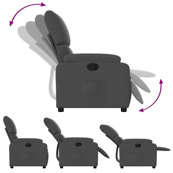 Fauteuil relax TV polstring komfortabel manuel vippes funktion i mørkegrå stof DEC027930 Grå