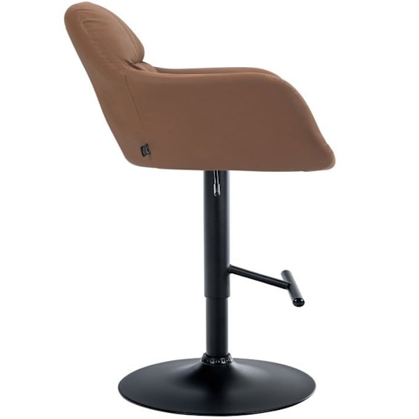 Barstol høj x1 med 360° drejefunktion i lys brun PVC med dekorative syninger, metalben i sort 10_00052 kastanj