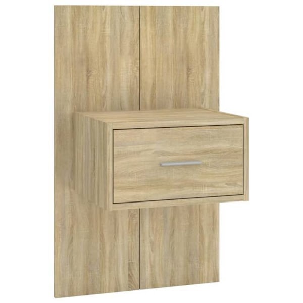 Væghængt natbord med skuffe 48,5 x 32,5 x 80 cm i ingeniørtræ i eg farve DEC034279 kastanj