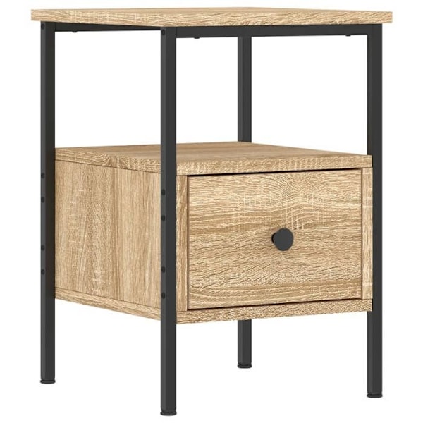 Nattbord med skuffe og hylde 34 x 36 x 50 cm ingeniørtræ farve eg DEC033806 kastanj