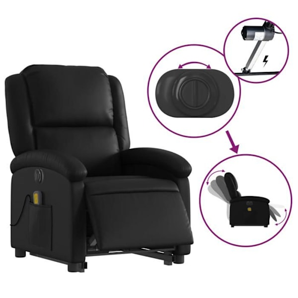Massage hvilestol med elektrisk løft og justerbar funktion i sort PVC DEC027797 Svart