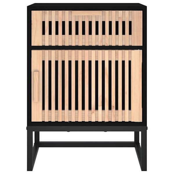 Sæt af 2 natborde med skuffe og rum med dør 40 x 30 x 55,5 cm ingeniørtræ og sort jern DEC035513 kastanj