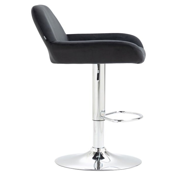 Barstol x1 i sort polstret velour med krommet metal trompetfod TDB10430 Metall