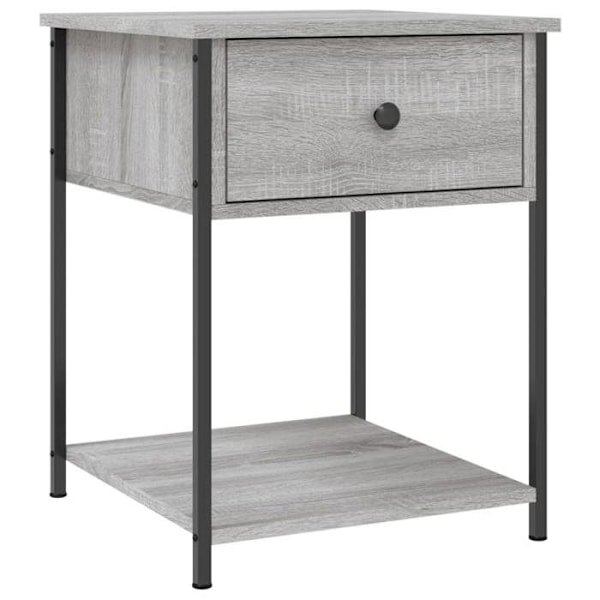 2 kpl yöpöytiä vetolaatikolla ja hyllyllä 44 x 45 x 58 cm insinööripuutavaraa harmaa DEC035742 kastanj