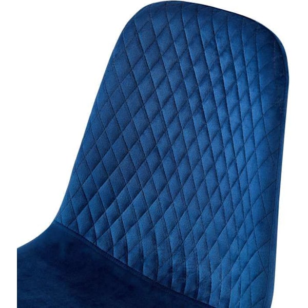 Spisestuestol x1 med dekorative diamant-syninger, blå velour-sæde, mat sort metalben 10_0002244 Blå