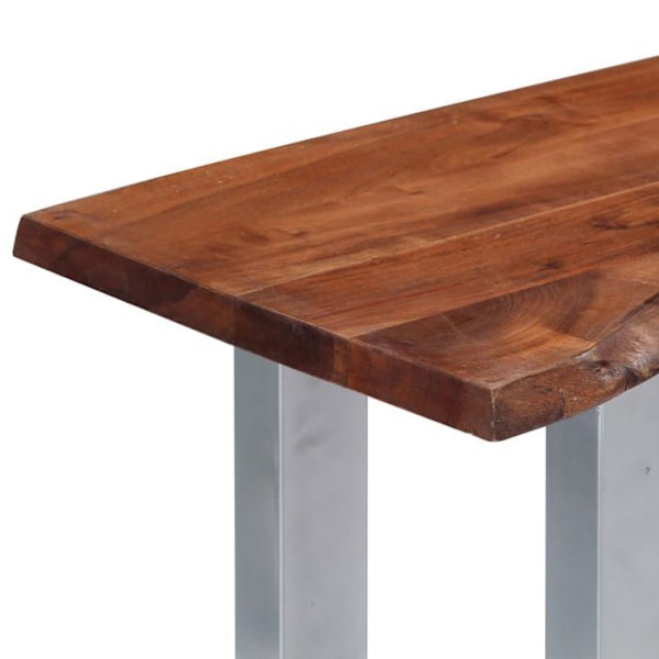 Moderne konsolbord til entré, sidebord 115 x 35 x 76 cm i massivt akacietræ og gråt jern DEC031538 kastanj