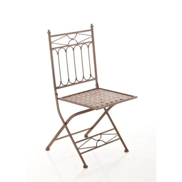 Sammenklappelig have-terrasse-balkon stol design rustikt i smedet jern, gammel brun 10_0003594 kastanj