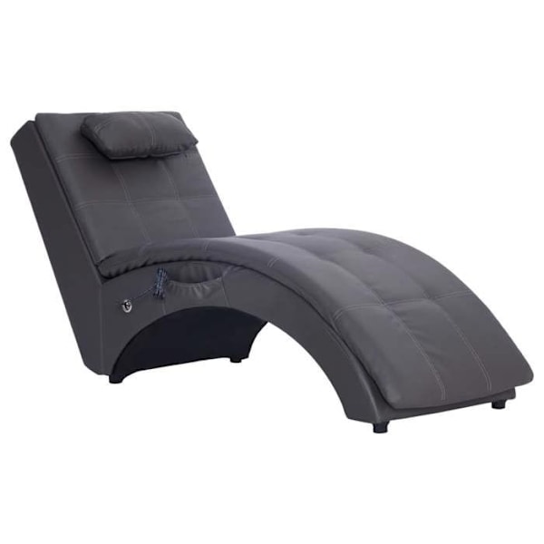 Meridienne chaise longue til indendørs brug med massagefunktion og grå PVC-pude DEC026132 Grå