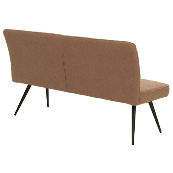 Bordplade til spisebord med polstret bænk med ryg i brunt boucle-stof og metal 160 cm 04_0005863 kastanj