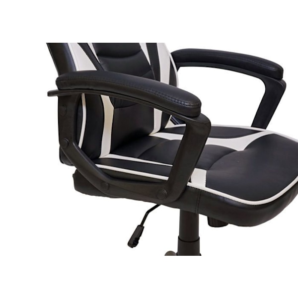 Ergonomisk svängbar spelarbetsstol med hjul, justerbar höjd, syntetiskt material i svart/vitt 04_0001840 Vit