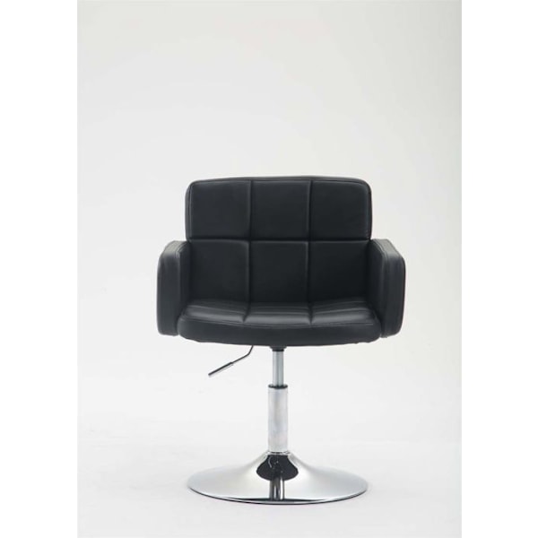 Lounge stol med polstrede armlæn der kan dreje 360° i sort PVC og krommetal 10_0002805 Metall