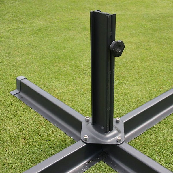 Parasol til sport hængende med krydsfod 3 x 3m polyester aluminium stål creme med fødder 04_0007969 Grädde