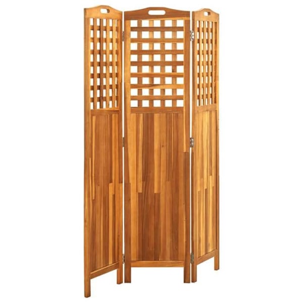 Paravent rumseparator med 3 paneler 121 x 2 x 170 cm i akacietræ mørkebrun DEC030720 kastanj