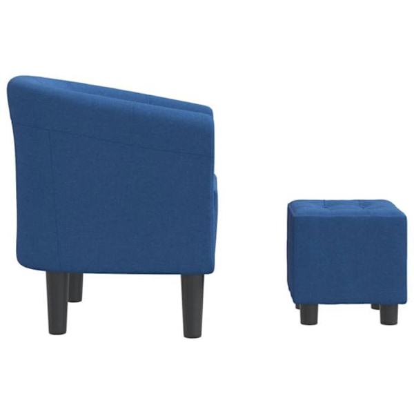 Lounge stol med komfortabel siddeplads i moderne design med fodskammel i blåt stof DEC026419 Blå