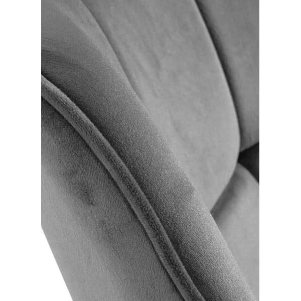 Sæde til spisestue loungestol med drejefunktion i grå velour, sort metalramme