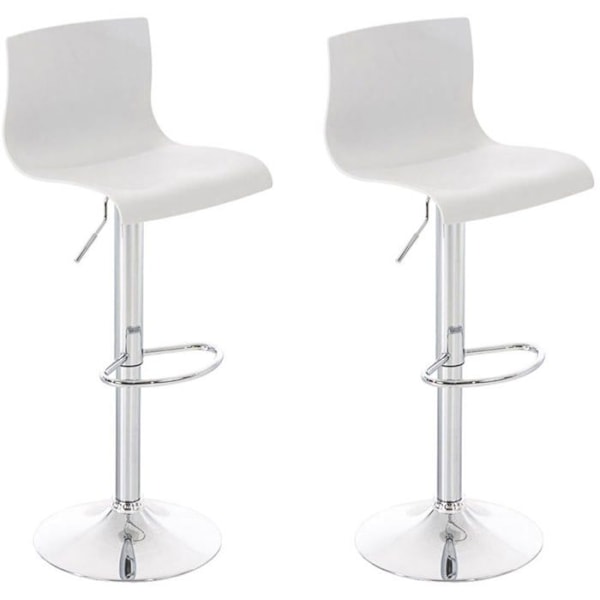 Sæt med 2 barstole med hvid plastfodstøtte, moderne design, højdejusterbar