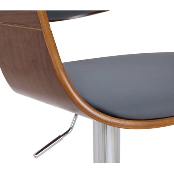 Barstol x1 retrodesign i valnöt, PVC grå och metall krom 10_0000811 kastanj