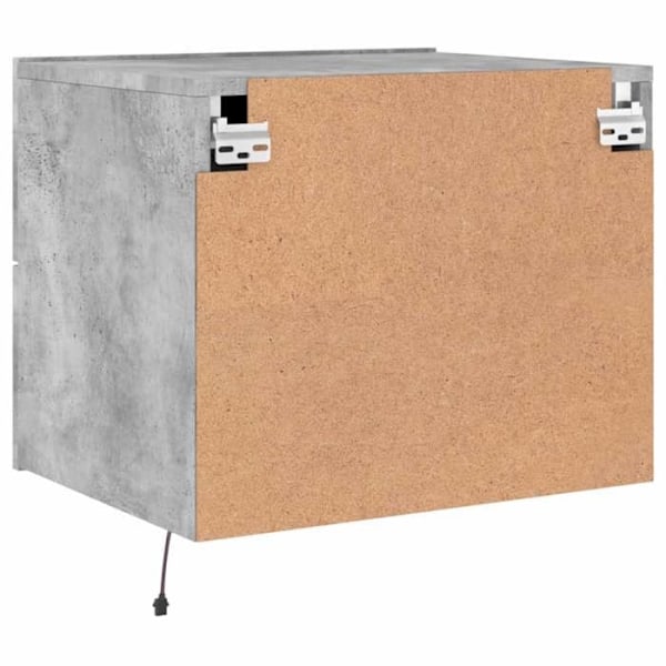 Seinäkiinnitettävä yöpöytä, jossa on LED-valot ja 2 laatikkoa, 50 x 39 x 41 cm, harmaata ENGINEERING-puuta DEC034198 kastanj