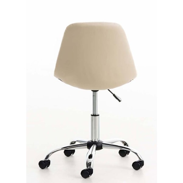 Kontorstol barstol på hjul justerbar højde i creme PVC og krommetal 10_0002489 Grädde
