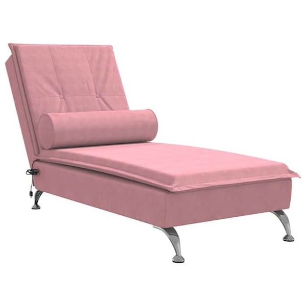 Meridienne chaise longue pour interieur de massage avec traversin en velours rose DEC026158 Rosa