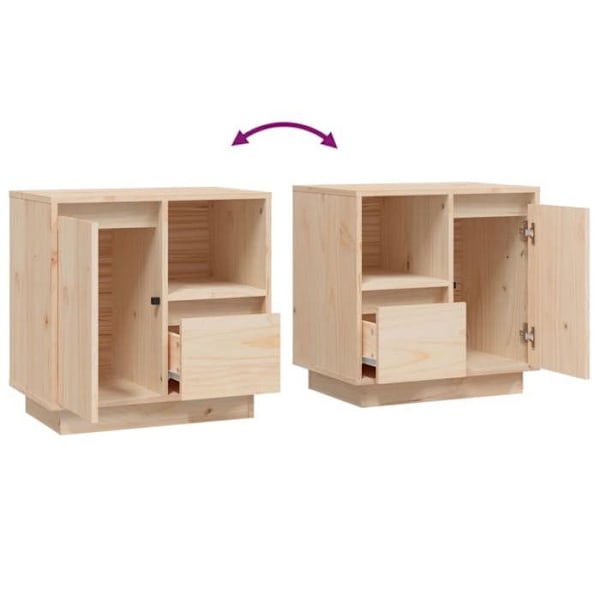 2 kpl yöpöytiä, joissa on laatikko ja säilytystila 50 x 34 x 50 cm käsittelemätöntä mäntyä DEC034812 kastanj
