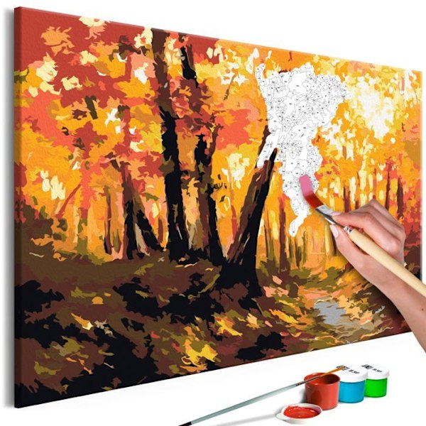 Itsemaalattava taulu numeromaalaus, aiheena Metsäpolku 60 x 40