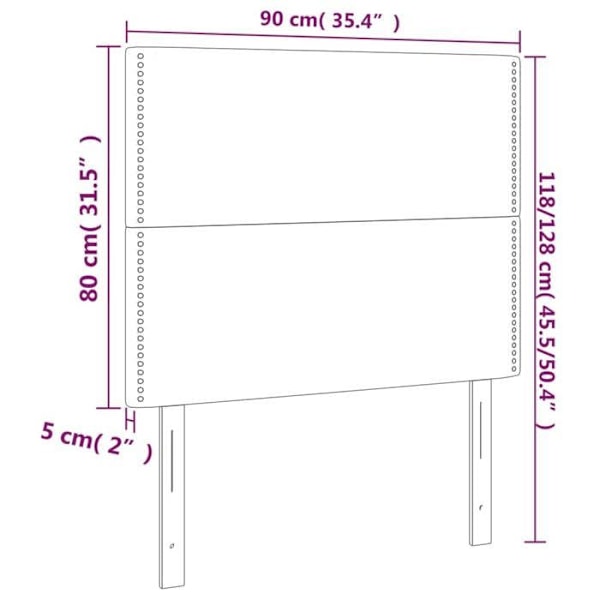 Sengehoved til soveværelse med LED-møbler 90 x 5 x 118/128 cm mørkegråt stof TDL0201007 Grå