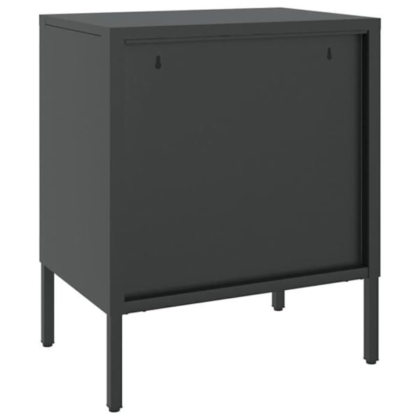Sæt af 2 natborde med glasdør 50 x 35 x 60 cm glas og sort stål DEC035604 Svart