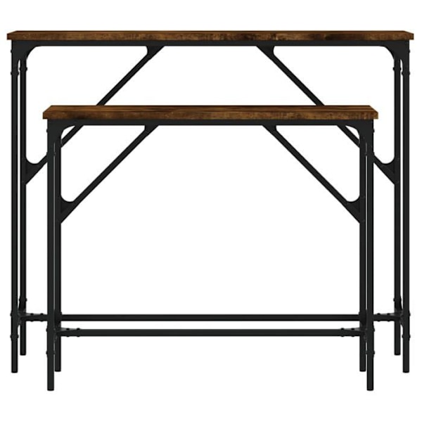 Set med 2 sidobord i brun ingenjörsträ och metall DEC032596 kastanj