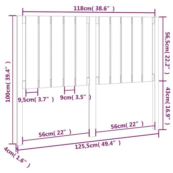 Sänggavell tillbehör sängrum möbel 125,5 x 4 x 100 vitfärgad furu