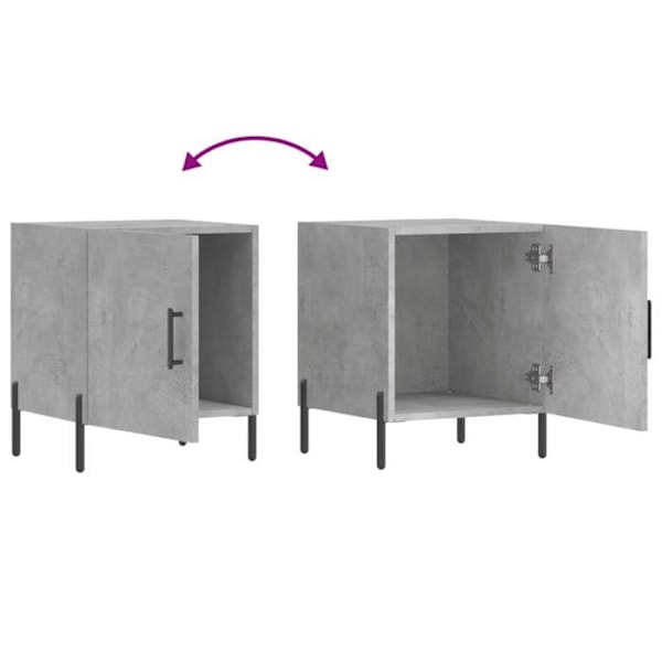 Sæt med 2 natborde med skuffe med låge 40 x 40 x 50 cm i grå ingeniørtræ DEC035390 kastanj