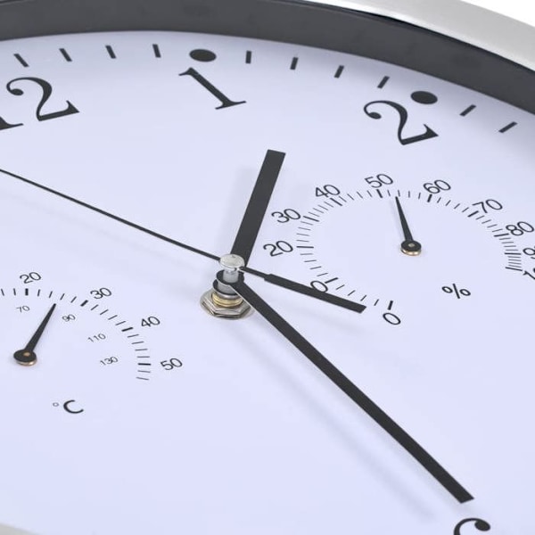 Quartz vægure Hygrometer og termometer 30 Hvid