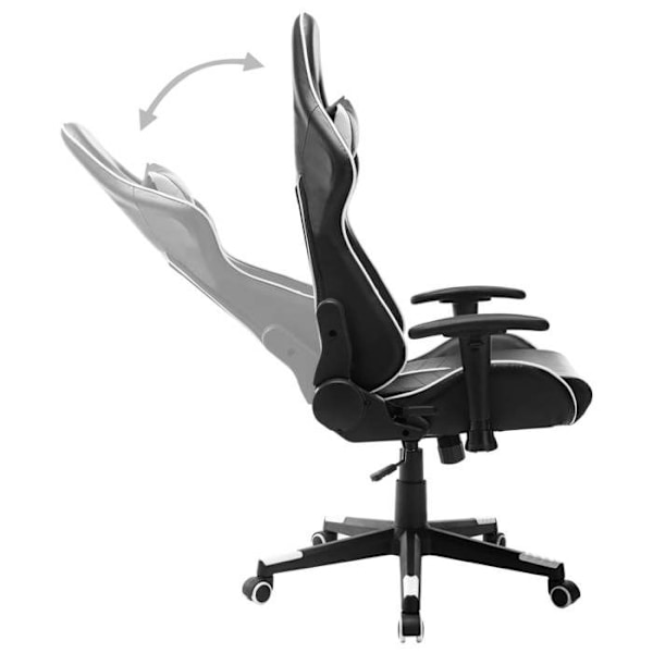 Kontorstol med gaming-funktion på hjul i sorte og hvide PVC DEC025954 Vit