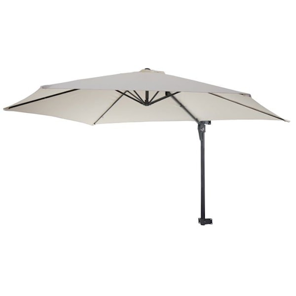 Parasol mural til balkon terrasse med justerbar mast 3m polyester aluminium/stål 9kg farve creme