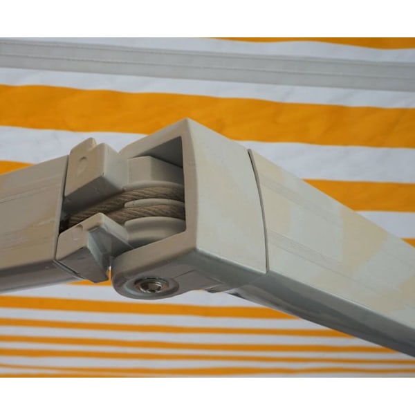 Butiksskydd med aluminiumbågar och vev, solskydd 5x3m polyester grå brunt 04_0005774 Grå