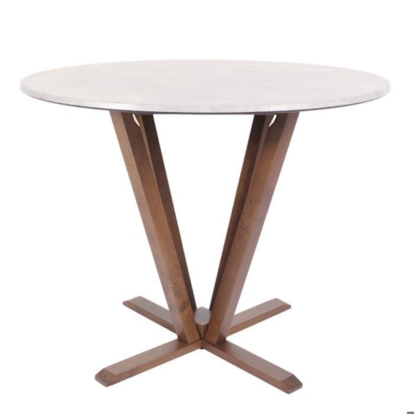 Bistro spisebord i træ, diameter 92 cm, HDF med betonlook, struktur i brun 04_0008483 kastanj