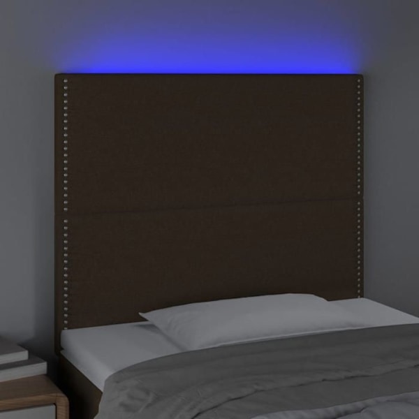 Hovedgærde til soveværelse med LED-møbel 100 x 5 x 118/128 mørkebrun stof