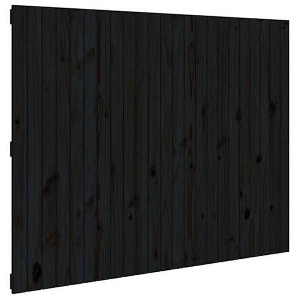 Sängyyn tarkoitettu pääty huonekaluna, seinäkoriste, palette-tyyli, 146,5 x 3 x 110, massiivipuuta, musta Svart