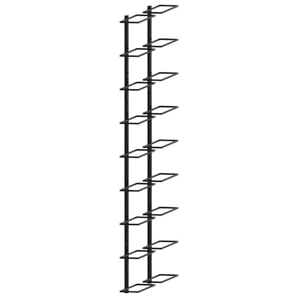 Set med 2 moderna väggmonterade flaskförvaring för 18 flaskor i svart metall DEC024409 Svart