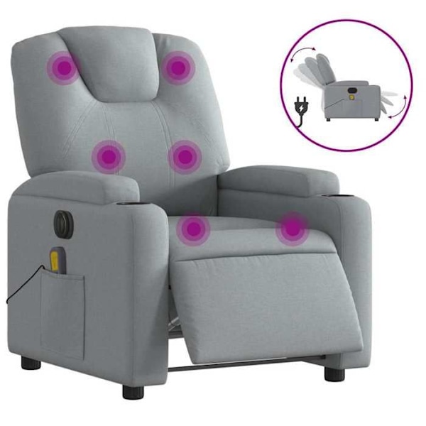 TV afslapningsstol med massagefunktion, elektrisk, 6 massagepunkter i lysegrå stof DEC027156 Grå