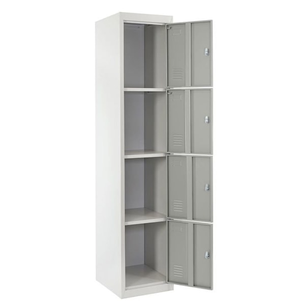 Skuffesystem til kontor med låsbare fire døre, 180 x 38 x 45 i gråt metal.