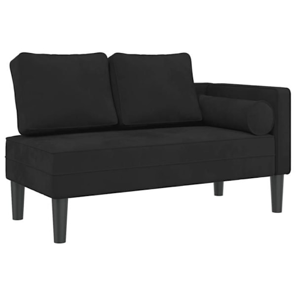 Meridienne chaise longue til indendørs med puder i sort velour DEC026092 Svart