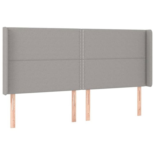 Hovedgærde til soveværelse, møbel med sidekant 203 x 16 x 118/128 cm, lys grå stof TDL0205194 Grå