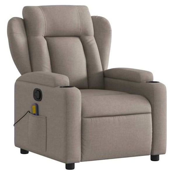 TV afslapningsstol med massagefunktion, justerbar, 6 punkter for massage i taupe stof DEC027111 Mol