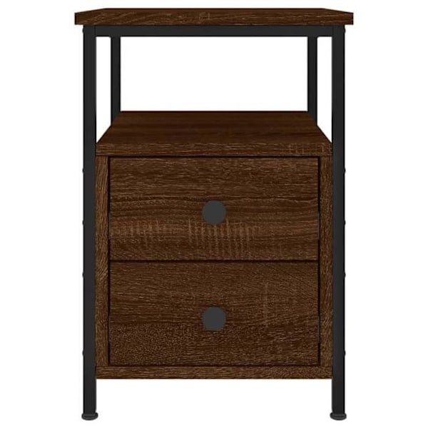 Sæt af 2 natborde med to skuffer og hylde 34 x 35,5 x 50 cm ingeniertræ brun og jern DEC035825 kastanj