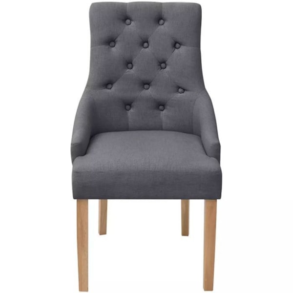 Set med 2 matstolar i modern stil med mörkgrå tygklädd klädd ryggstöd