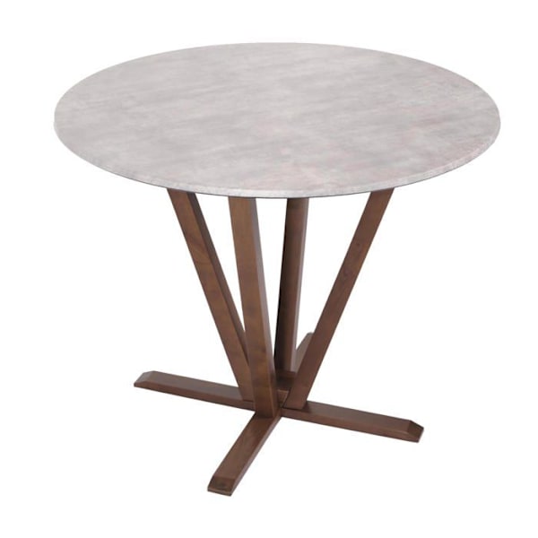 Bistro spisebord i træ, diameter 92 cm, HDF med betonlook, struktur i brun 04_0008483 kastanj