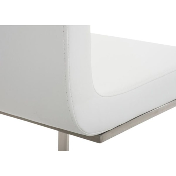 Sæt af 2 spisebordsstole i cantilever-stil i hvid PVC med bæltestel i rustfrit stål 10_0001596 Vit